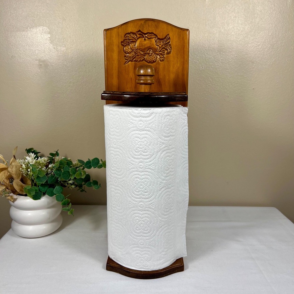 Vintage Wood Paper Towel Holder | Wall Mounted